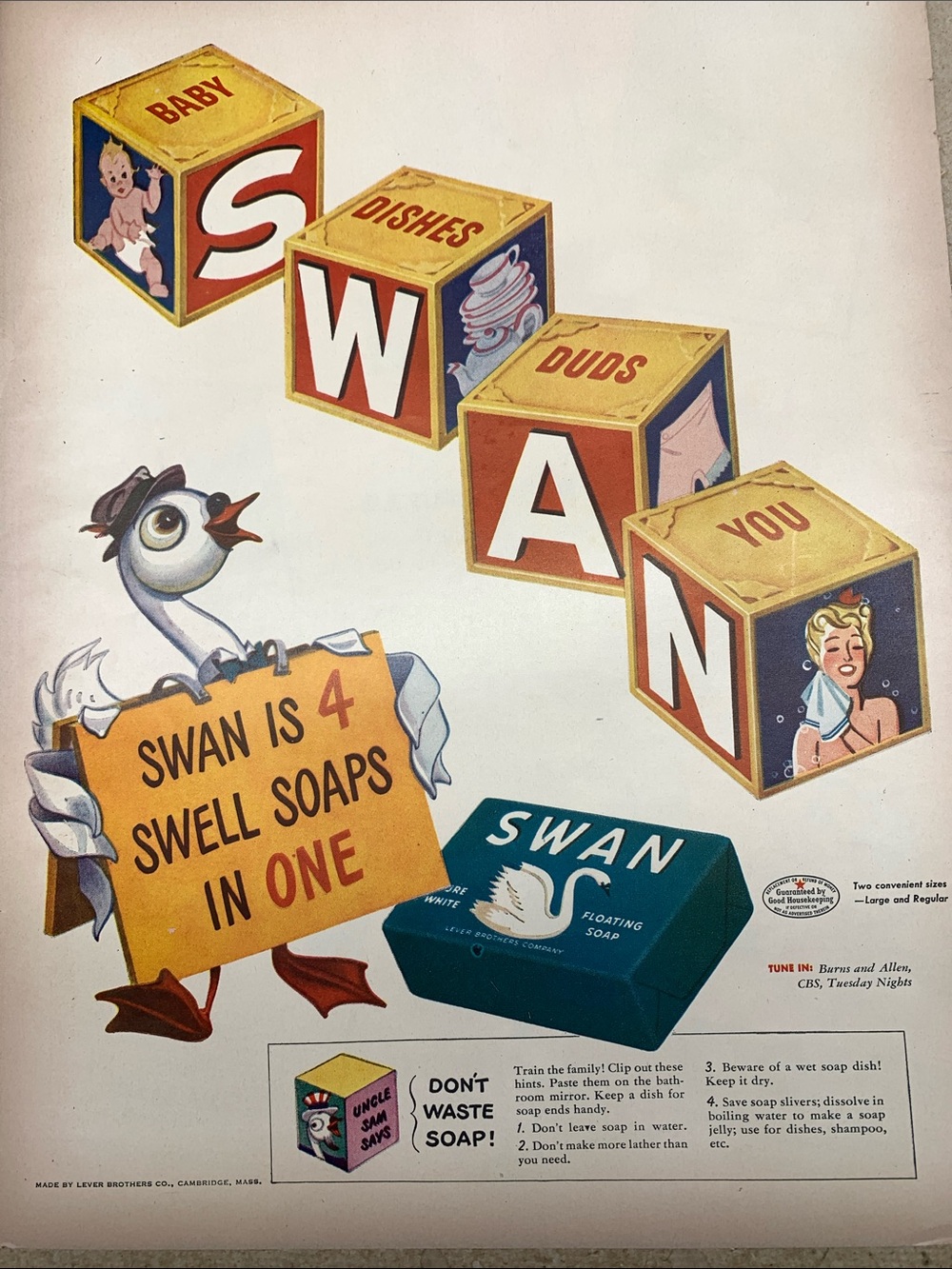 4-in-1 Swell Soaps Vintage Life Magazine November 8, 1943 Advertisement